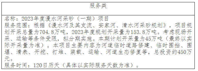 DBSCG-2023-109 2023年度漫水河采砂（一期）項(xiàng)目中標(biāo)結(jié)果公告