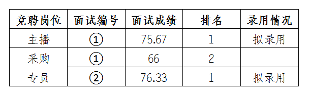 安徽大別山鄉(xiāng)村振興產(chǎn)業(yè)發(fā)展有限公司競聘工作人員面試結(jié)果公示