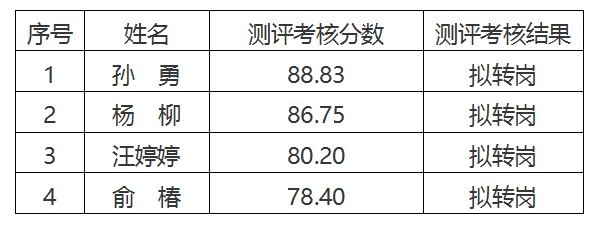 安徽大別山工程咨詢有限公司2024年臨時(shí)員工擇優(yōu)轉(zhuǎn)崗測(cè)評(píng)考核結(jié)果公示